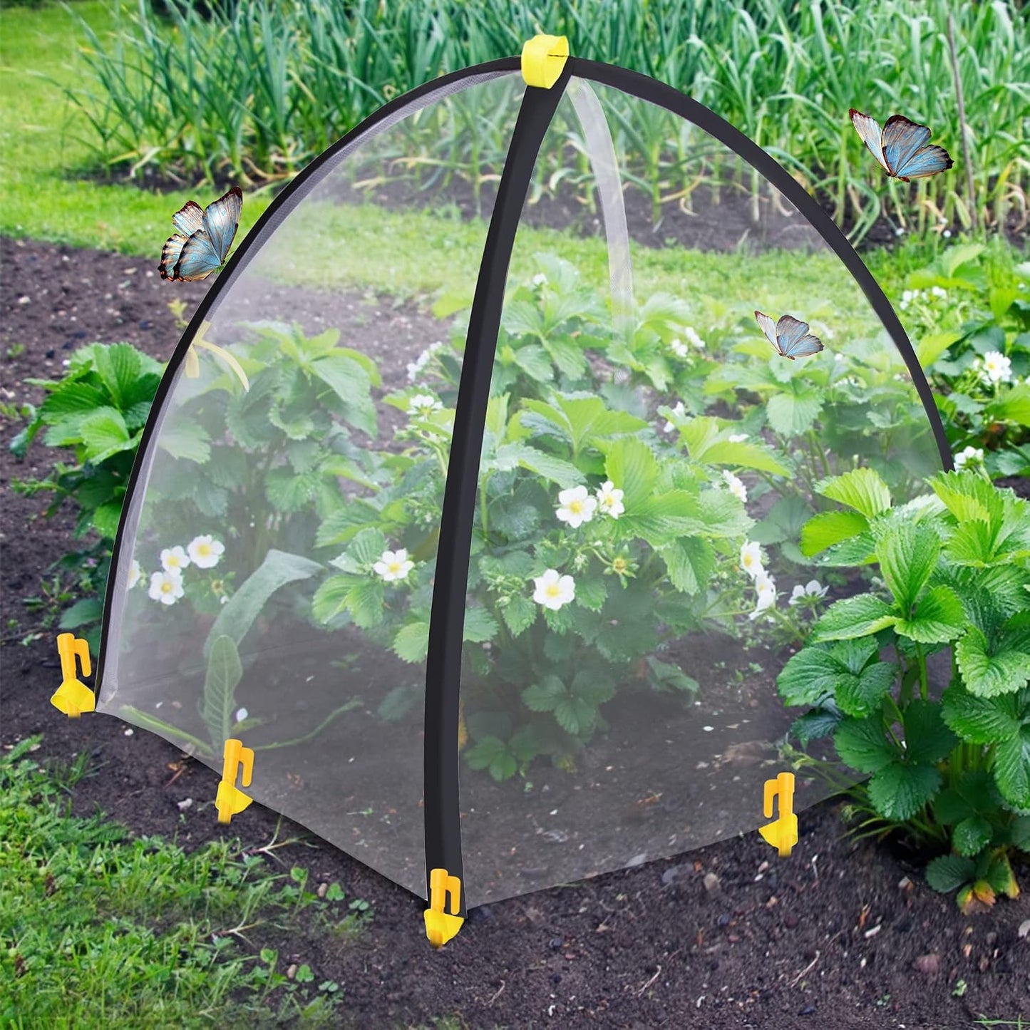 2 PCS Insect Barrier Plant Tent Cover-22 x 22 x 23 Inch Bug Guard Cover with Stakes-Insect Bird Barrier Netting Mesh for Protect Vegetable Plants Fruits Flowers from Birds Animal Eating