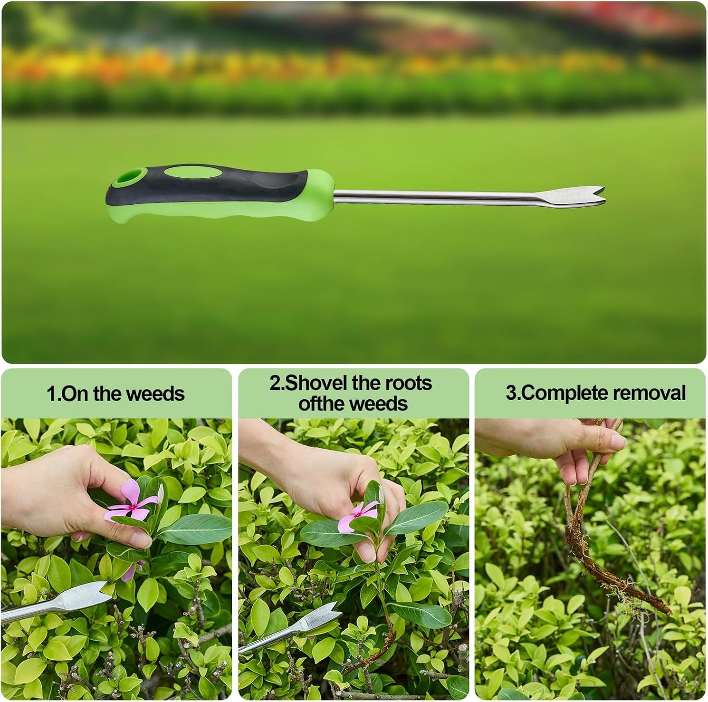 Weed Puller Tool, Stand Up Dandelion Weeder with Long Handle, Heavy Duty Stainless Steel Manual Weeder Remover for Lawn, Garden and Yard Gardening Tools