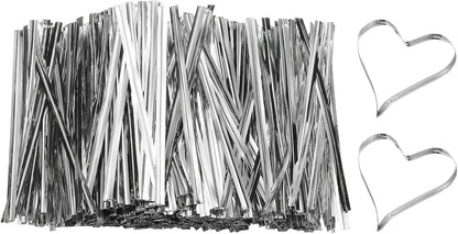 Bag Twist Ties 3 Inch, 800 Pcs Metallic Bread Ties for Treat Plastic Bags Gift Wrapping Candy Coffee Bag Plant Party Cake Favor, Silver