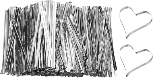 Bag Twist Ties 3 Inch, 800 Pcs Metallic Bread Ties for Treat Plastic Bags Gift Wrapping Candy Coffee Bag Plant Party Cake Favor, Silver