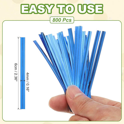 Bag Twist Ties 3 Inch, 800 Pcs Metallic Bread Ties for Treat Plastic Bags Gift Wrapping Candy Coffee Bag Plant Party Cake Favor, Silver