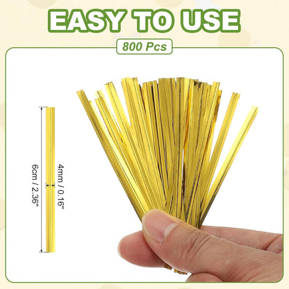 Bag Twist Ties 3 Inch, 800 Pcs Metallic Bread Ties for Treat Plastic Bags Gift Wrapping Candy Coffee Bag Plant Party Cake Favor, Silver