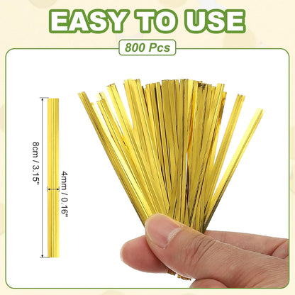 Bag Twist Ties 3 Inch, 800 Pcs Metallic Bread Ties for Treat Plastic Bags Gift Wrapping Candy Coffee Bag Plant Party Cake Favor, Silver