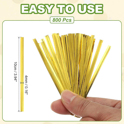 Bag Twist Ties 3 Inch, 800 Pcs Metallic Bread Ties for Treat Plastic Bags Gift Wrapping Candy Coffee Bag Plant Party Cake Favor, Silver