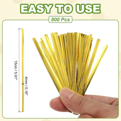 Bag Twist Ties 3 Inch, 800 Pcs Metallic Bread Ties for Treat Plastic Bags Gift Wrapping Candy Coffee Bag Plant Party Cake Favor, Silver