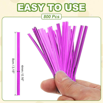 Bag Twist Ties 3 Inch, 800 Pcs Metallic Bread Ties for Treat Plastic Bags Gift Wrapping Candy Coffee Bag Plant Party Cake Favor, Silver