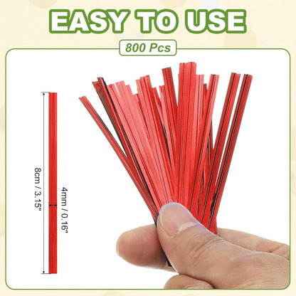 Bag Twist Ties 3 Inch, 800 Pcs Metallic Bread Ties for Treat Plastic Bags Gift Wrapping Candy Coffee Bag Plant Party Cake Favor, Silver