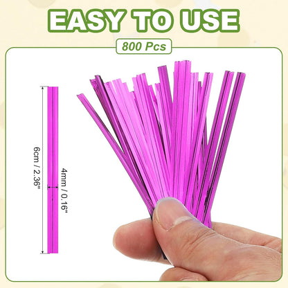 Bag Twist Ties 3 Inch, 800 Pcs Metallic Bread Ties for Treat Plastic Bags Gift Wrapping Candy Coffee Bag Plant Party Cake Favor, Silver