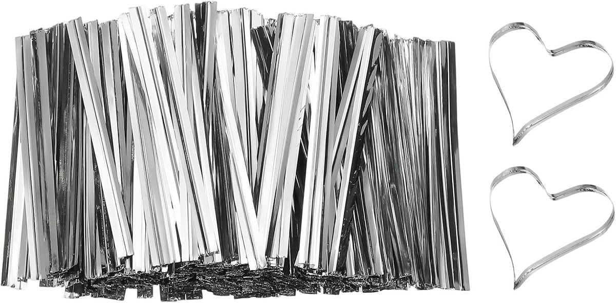 Bag Twist Ties 3 Inch, 800 Pcs Metallic Bread Ties for Treat Plastic Bags Gift Wrapping Candy Coffee Bag Plant Party Cake Favor, Silver