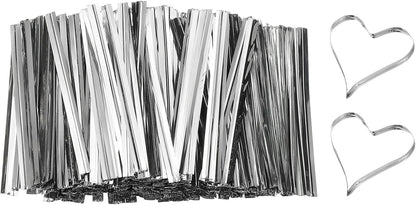 Bag Twist Ties 3 Inch, 800 Pcs Metallic Bread Ties for Treat Plastic Bags Gift Wrapping Candy Coffee Bag Plant Party Cake Favor, Silver