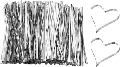 Bag Twist Ties 3 Inch, 800 Pcs Metallic Bread Ties for Treat Plastic Bags Gift Wrapping Candy Coffee Bag Plant Party Cake Favor, Silver