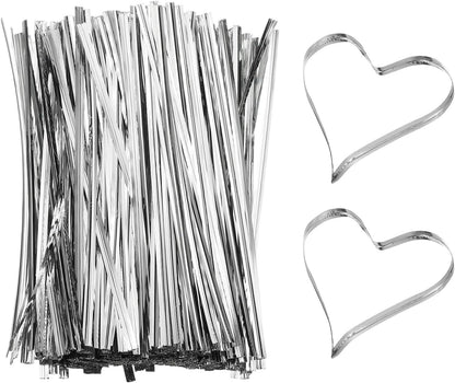 Bag Twist Ties 3 Inch, 800 Pcs Metallic Bread Ties for Treat Plastic Bags Gift Wrapping Candy Coffee Bag Plant Party Cake Favor, Silver