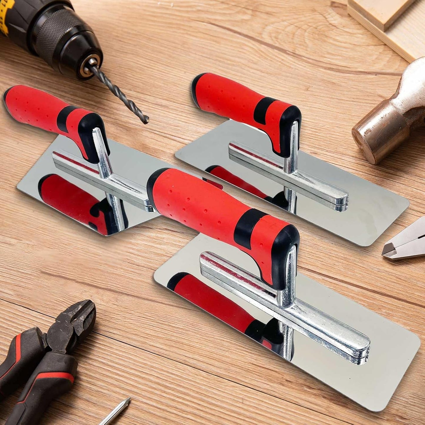 3 Pack Plaster Finishing Trowel Set, Paint Plastering Hand Tool