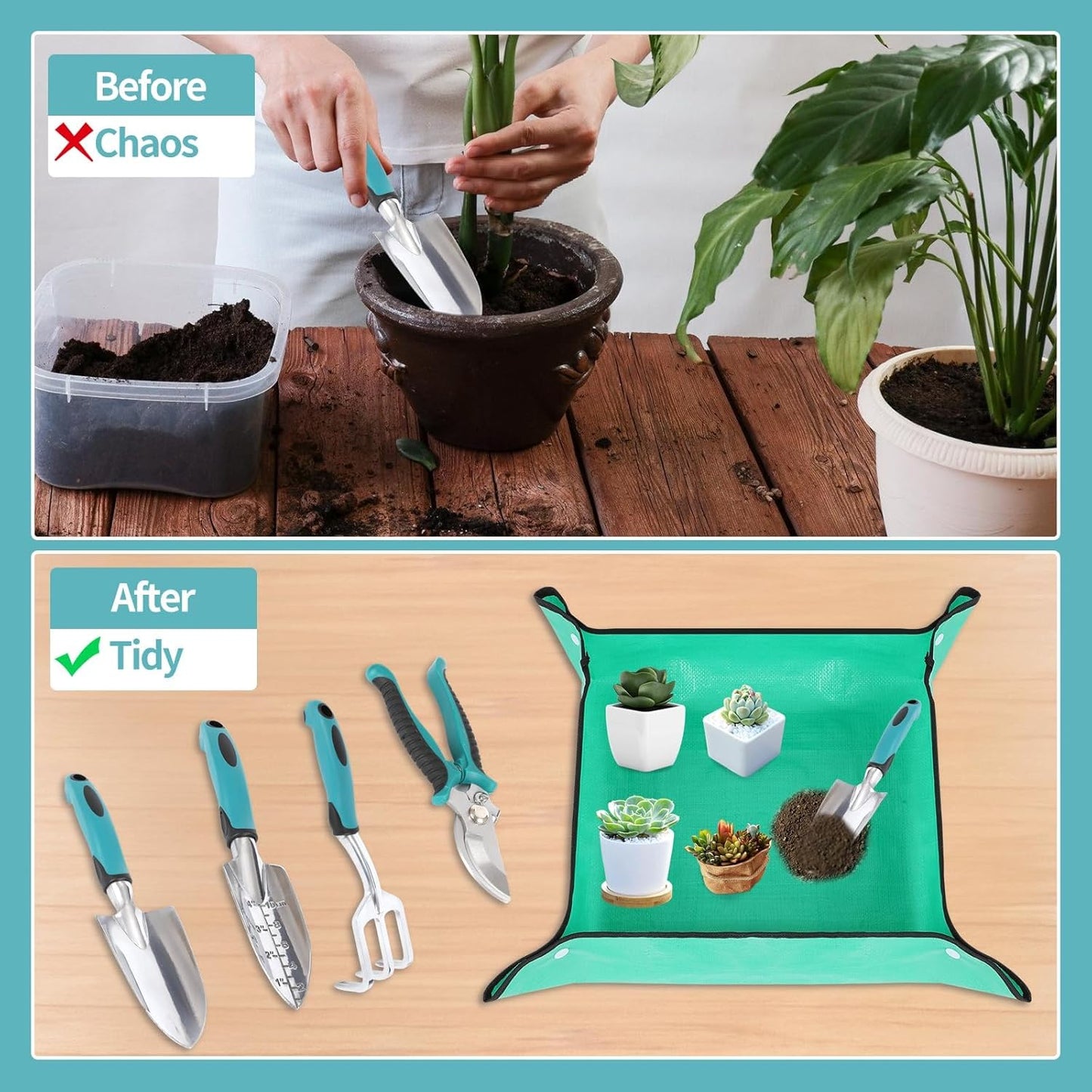 Garden Tools, Gardening Tool Set with Non-Slip Handles, Lightweight Aluminum Alloy Rust-Proof Gardening Hand Tools with Gloves Ideal Gardening Tools Gifts for Women and Men