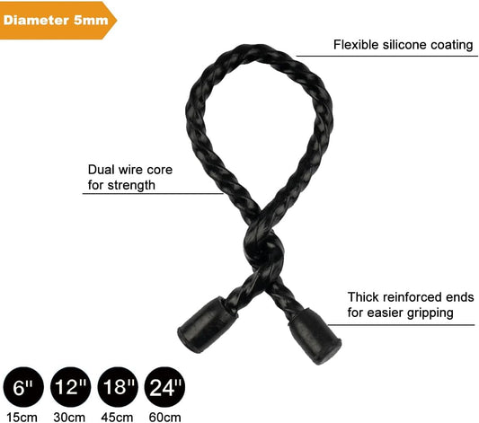 Original Reusable Silicone Twist Ties - 24in Black, Wire Wraps for Cords, Electronic & Fishing Rod Ties
