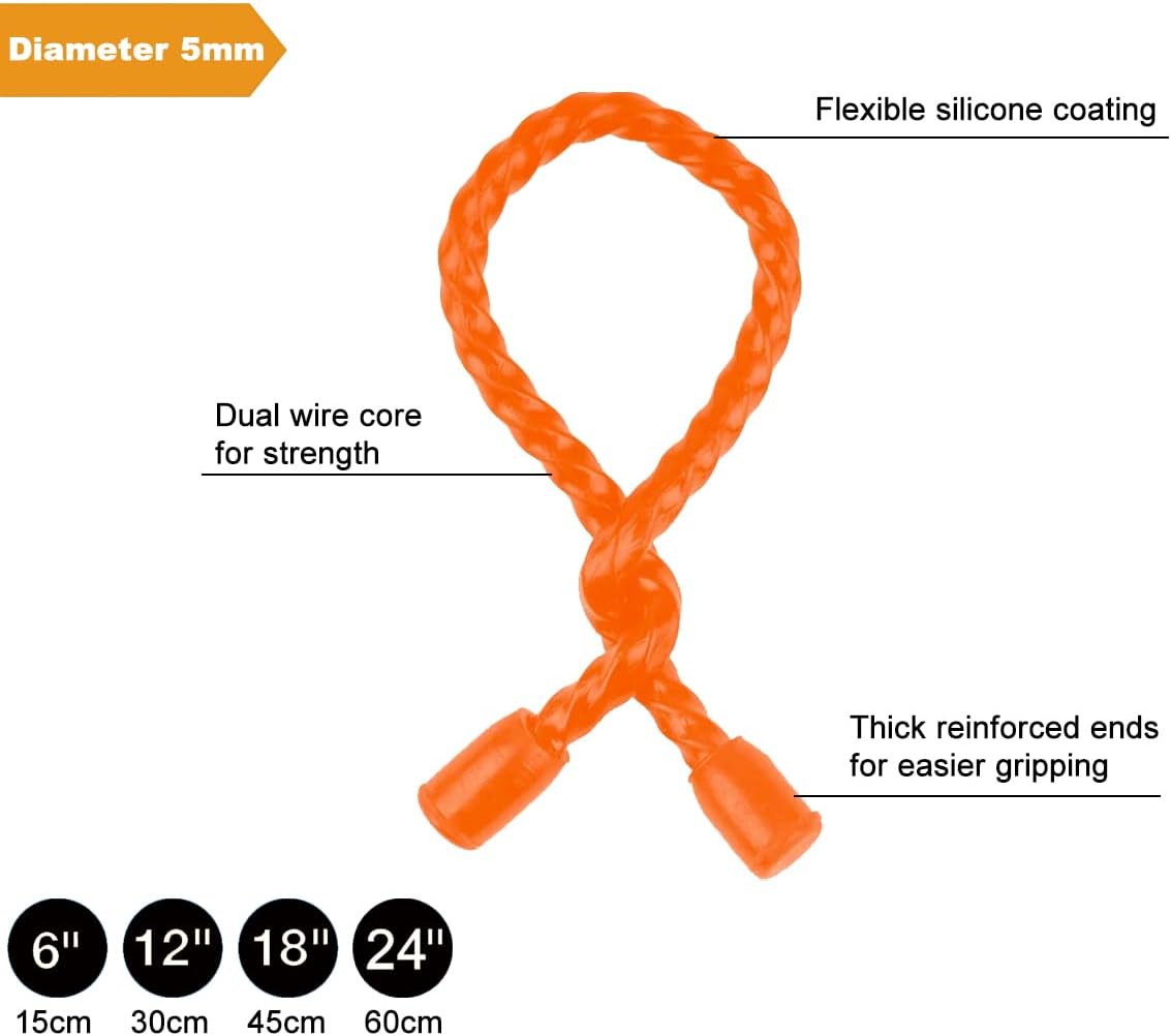 Original Reusable Silicone Twist Ties - 24in Black, Wire Wraps for Cords, Electronic & Fishing Rod Ties