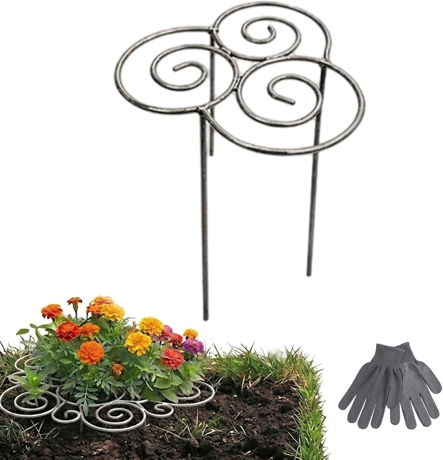 Decorative Peony Support, Metal Plant Support Ring for Peony Cages & Garden, Flower Support Frame, Heavy-Duty Flower Support Frame, Flower Hoop Upright Growth Protect (Small-1pcs)