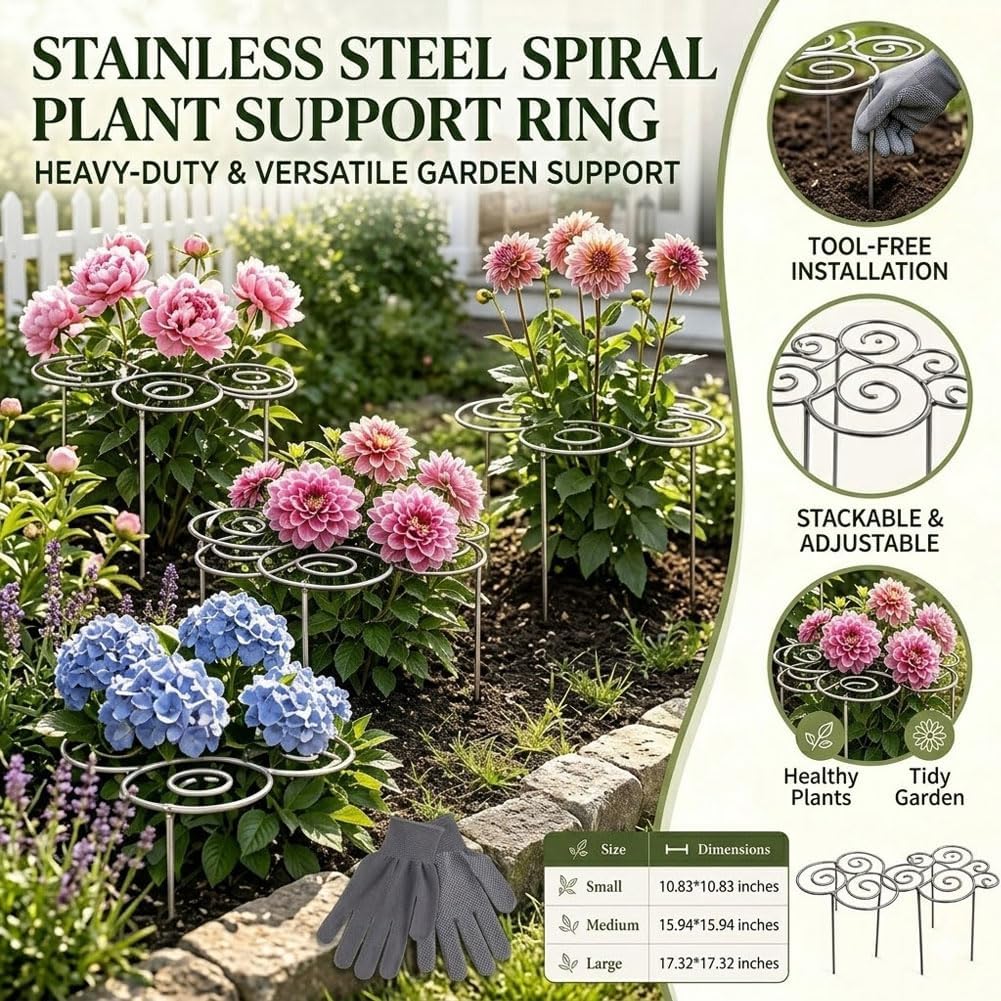 Decorative Peony Support, Metal Plant Support Ring for Peony Cages & Garden, Flower Support Frame, Heavy-Duty Flower Support Frame, Flower Hoop Upright Growth Protect (Small-1pcs)