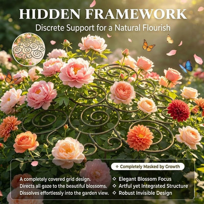 Decorative Peony Support, Metal Plant Support Ring for Peony Cages & Garden, Flower Support Frame, Heavy-Duty Flower Support Frame, Flower Hoop Upright Growth Protect (Small-1pcs)