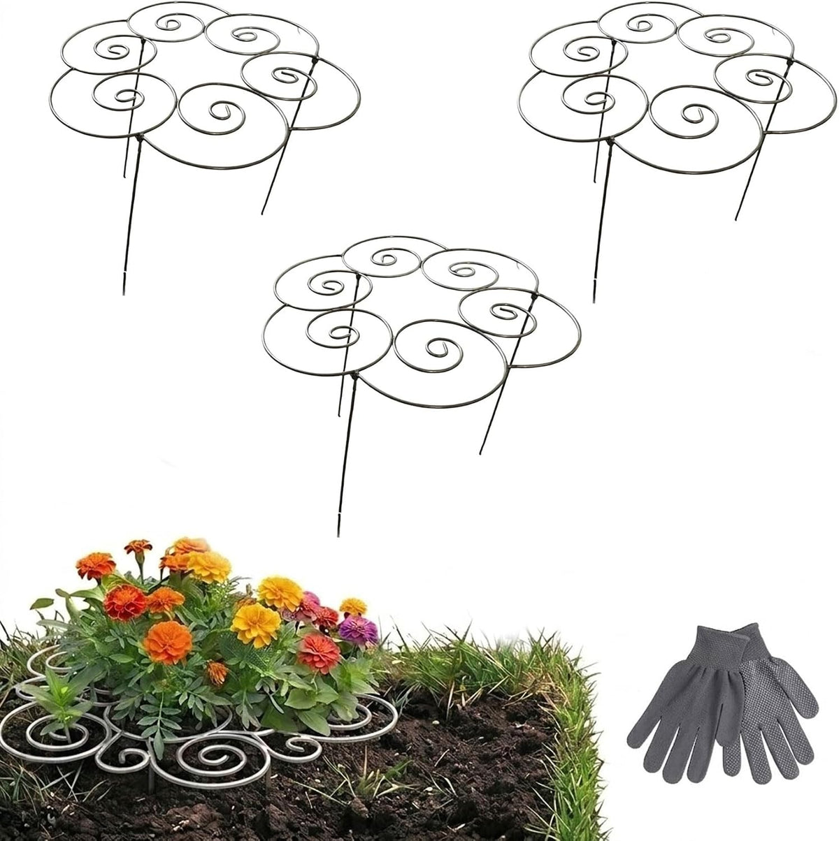 Decorative Peony Support, Metal Plant Support Ring for Peony Cages & Garden, Flower Support Frame, Heavy-Duty Flower Support Frame, Flower Hoop Upright Growth Protect (Small-1pcs)
