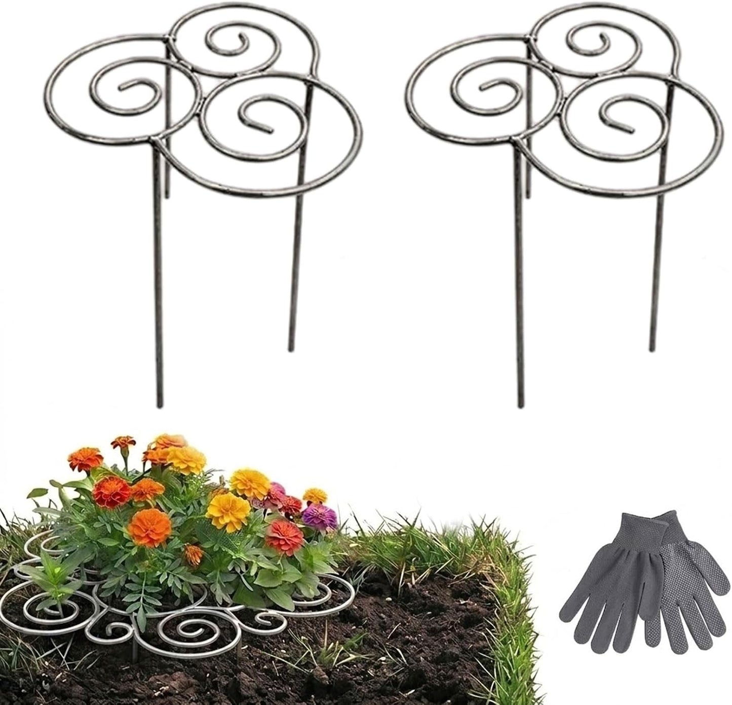 Decorative Peony Support, Metal Plant Support Ring for Peony Cages & Garden, Flower Support Frame, Heavy-Duty Flower Support Frame, Flower Hoop Upright Growth Protect (Small-1pcs)