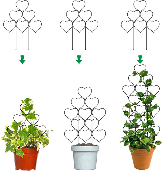 Plant Trellis for Climbing Plants Indoor Outdoor, 3 Pack Stackable Metal Trellis - Small Garden Trellis for Potted Plants, Vine Support for Ivy, Flowers, DIY Home Deco