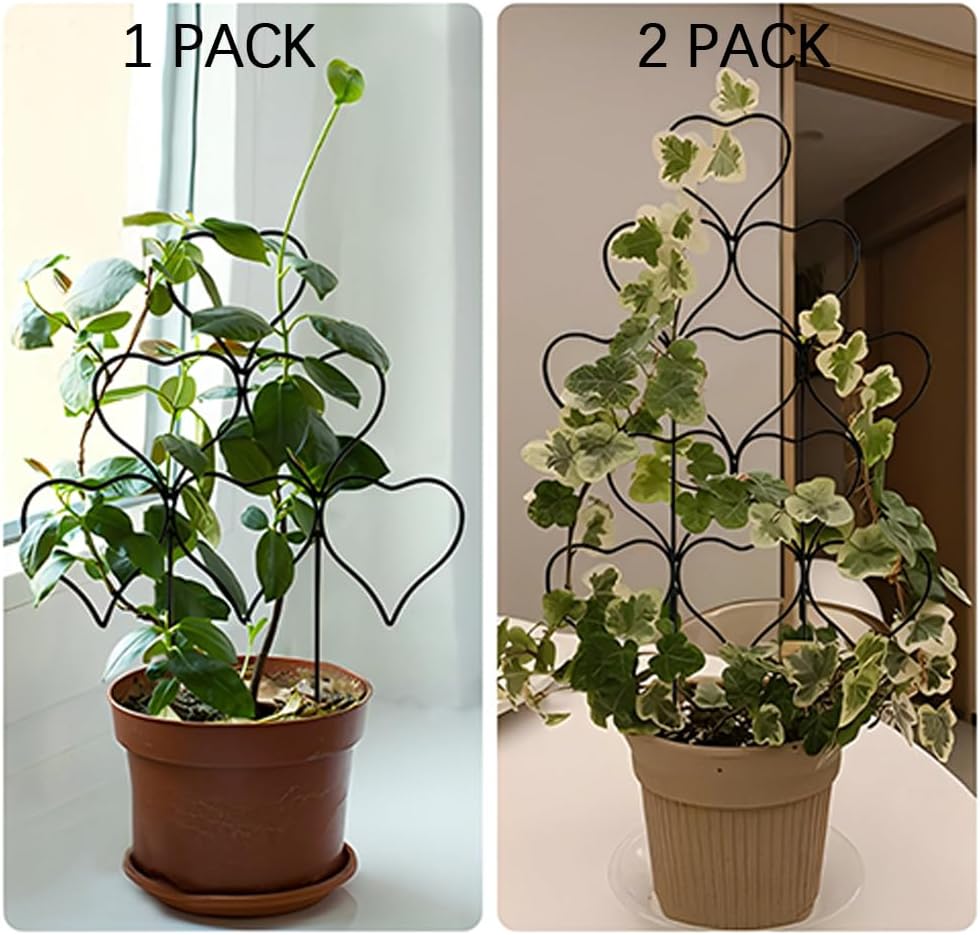 Plant Trellis for Climbing Plants Indoor Outdoor, 3 Pack Stackable Metal Trellis - Small Garden Trellis for Potted Plants, Vine Support for Ivy, Flowers, DIY Home Deco