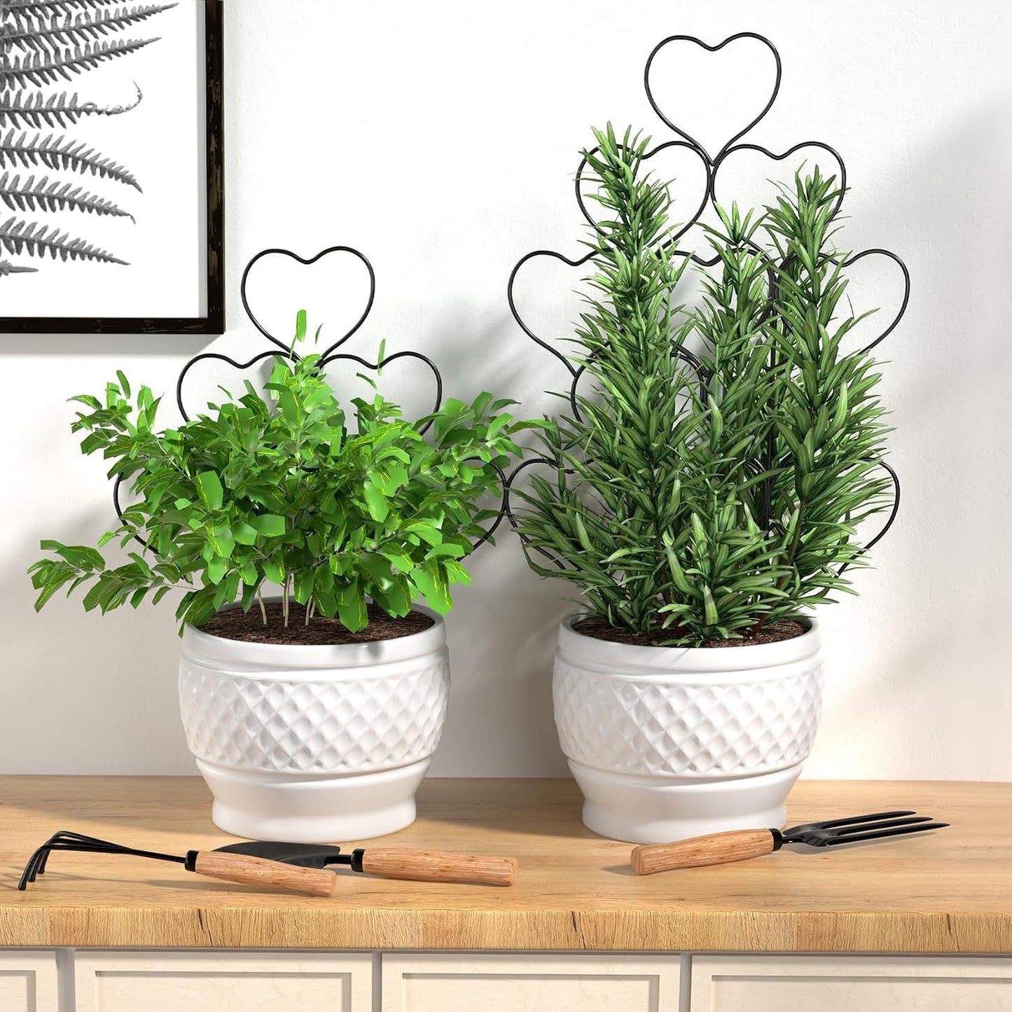 Plant Trellis for Climbing Plants Indoor Outdoor, 3 Pack Stackable Metal Trellis - Small Garden Trellis for Potted Plants, Vine Support for Ivy, Flowers, DIY Home Deco