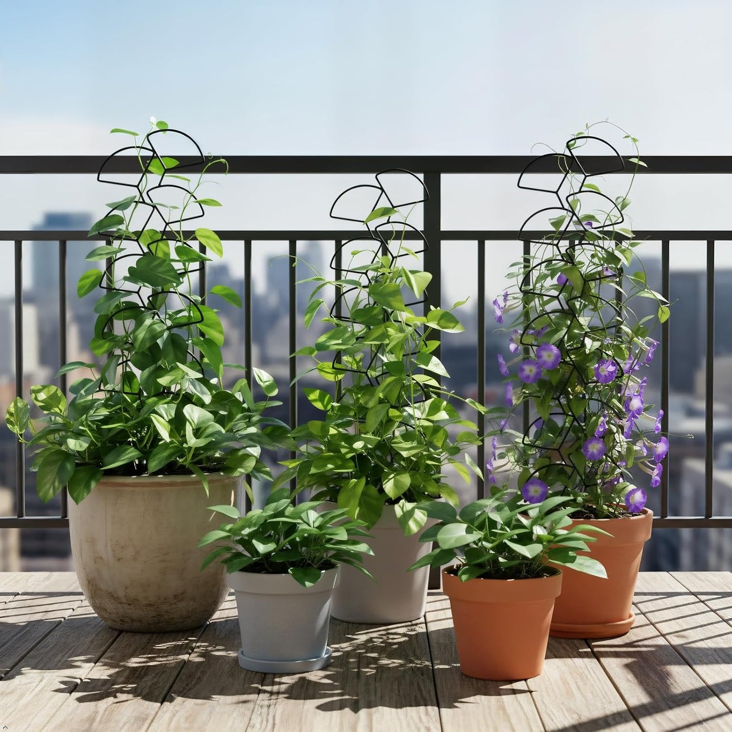Plant Trellis for Climbing Plants Indoor Outdoor, 3 Pack Stackable Metal Trellis - Small Garden Trellis for Potted Plants, Vine Support for Ivy, Flowers, DIY Home Deco