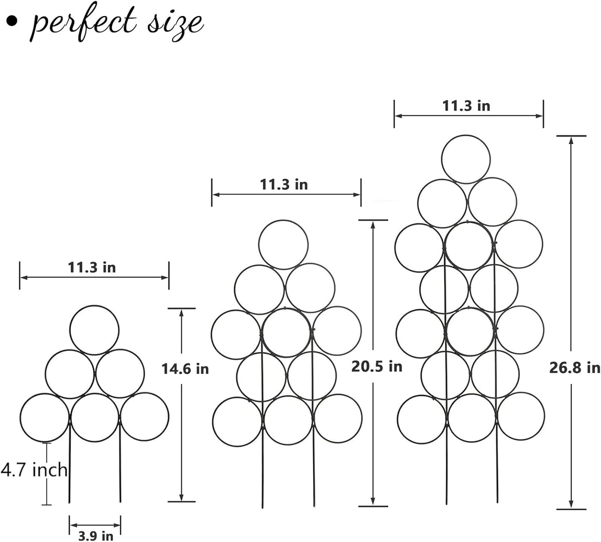 Plant Trellis for Climbing Plants Indoor Outdoor, 3 Pack Stackable Metal Trellis - Small Garden Trellis for Potted Plants, Vine Support for Ivy, Flowers, DIY Home Deco