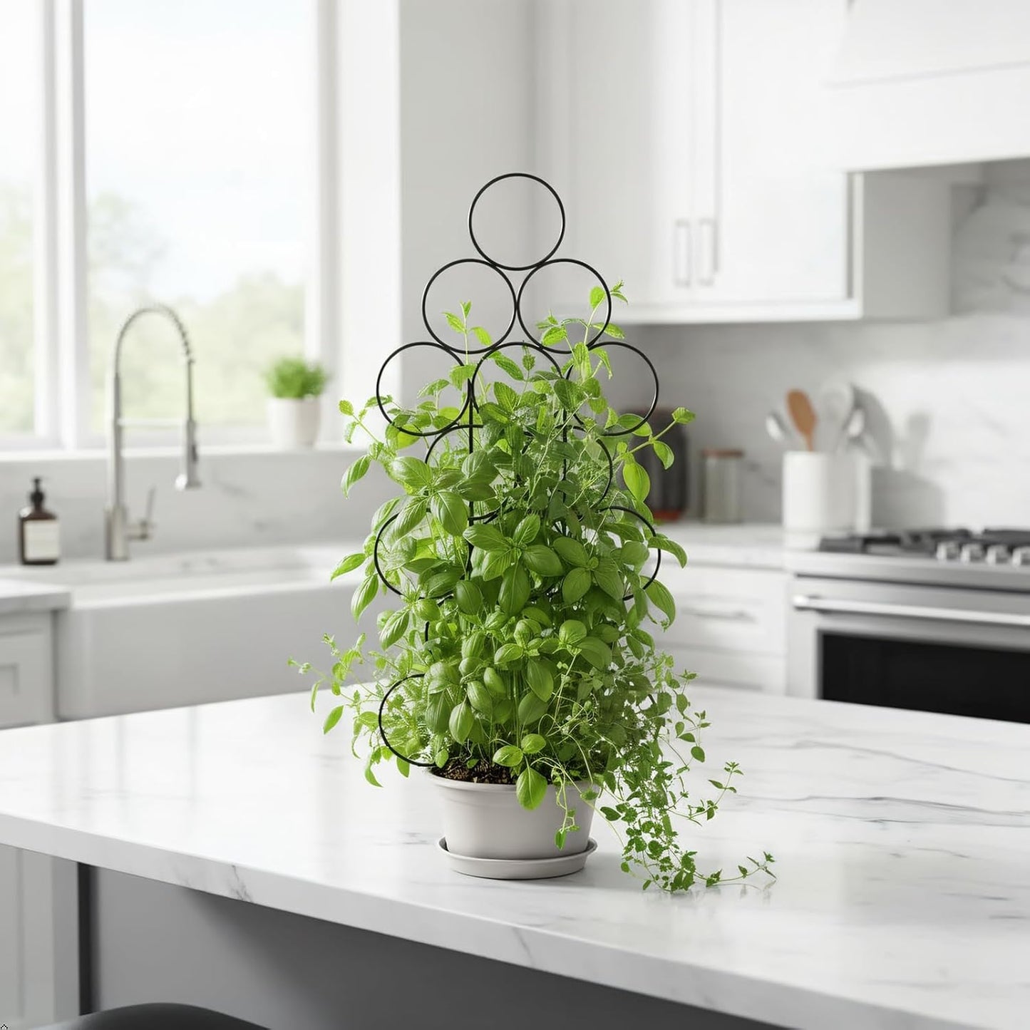 Plant Trellis for Climbing Plants Indoor Outdoor, 3 Pack Stackable Metal Trellis - Small Garden Trellis for Potted Plants, Vine Support for Ivy, Flowers, DIY Home Deco