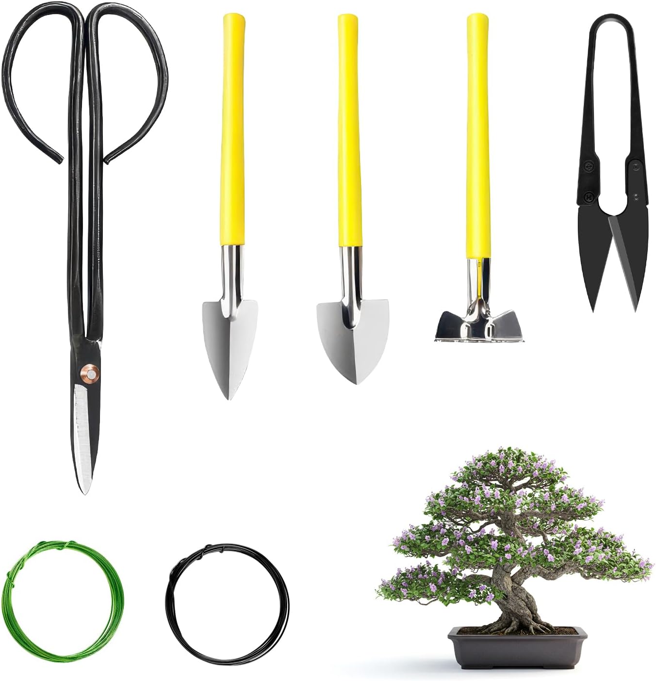 Bonsai Tools Set 13Pcs, Bonsai Essentials with PU Leather Bag, High Carbon Steel Succulent Trimming Kit, for Pruning, Raking, Training Plants, Ideal Gardening Gifts