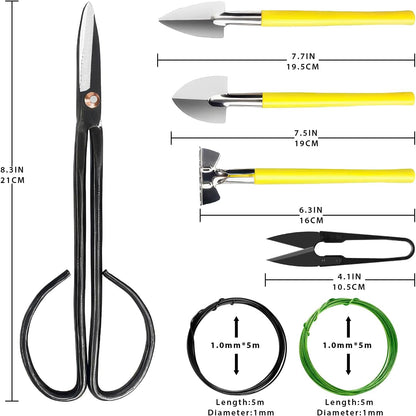 Bonsai Tools Set 13Pcs, Bonsai Essentials with PU Leather Bag, High Carbon Steel Succulent Trimming Kit, for Pruning, Raking, Training Plants, Ideal Gardening Gifts