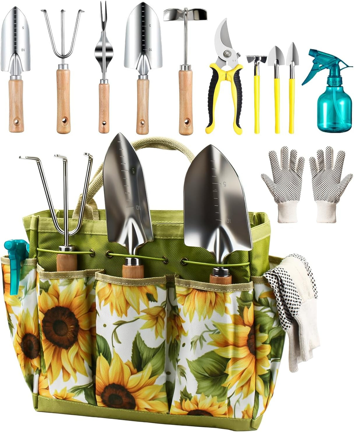 Bonsai Tools Set 13Pcs, Bonsai Essentials with PU Leather Bag, High Carbon Steel Succulent Trimming Kit, for Pruning, Raking, Training Plants, Ideal Gardening Gifts