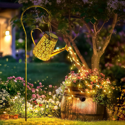 Solar Watering Can Lights: Metal Cloud Lantern Outdoor with Hook - Waterproof Garden Art Hanging Decoration for Yard Patio Lawn - Christmas Birthday Gifts for Women Mom Grandma
