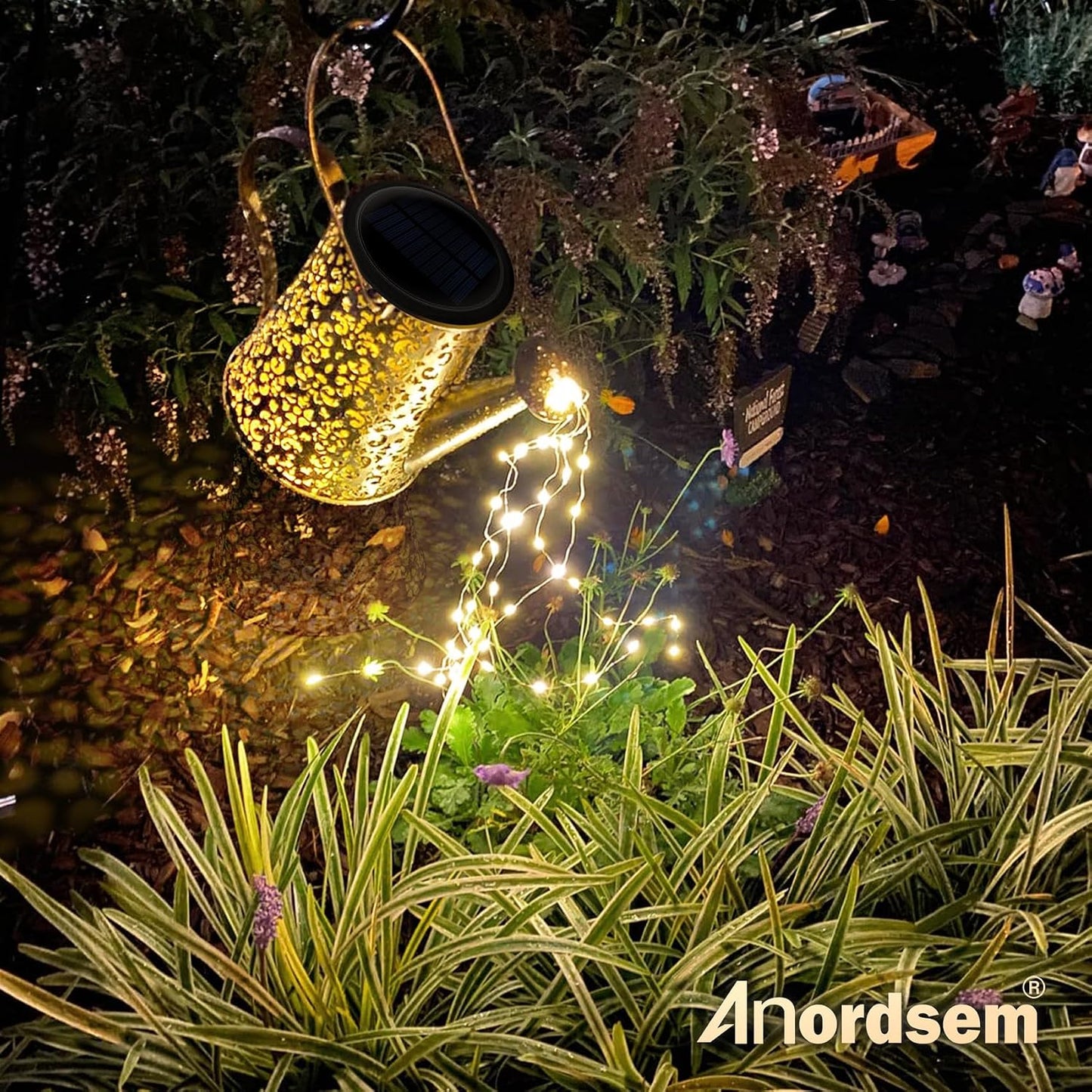 Solar Watering Can Lights: Metal Cloud Lantern Outdoor with Hook - Waterproof Garden Art Hanging Decoration for Yard Patio Lawn - Christmas Birthday Gifts for Women Mom Grandma