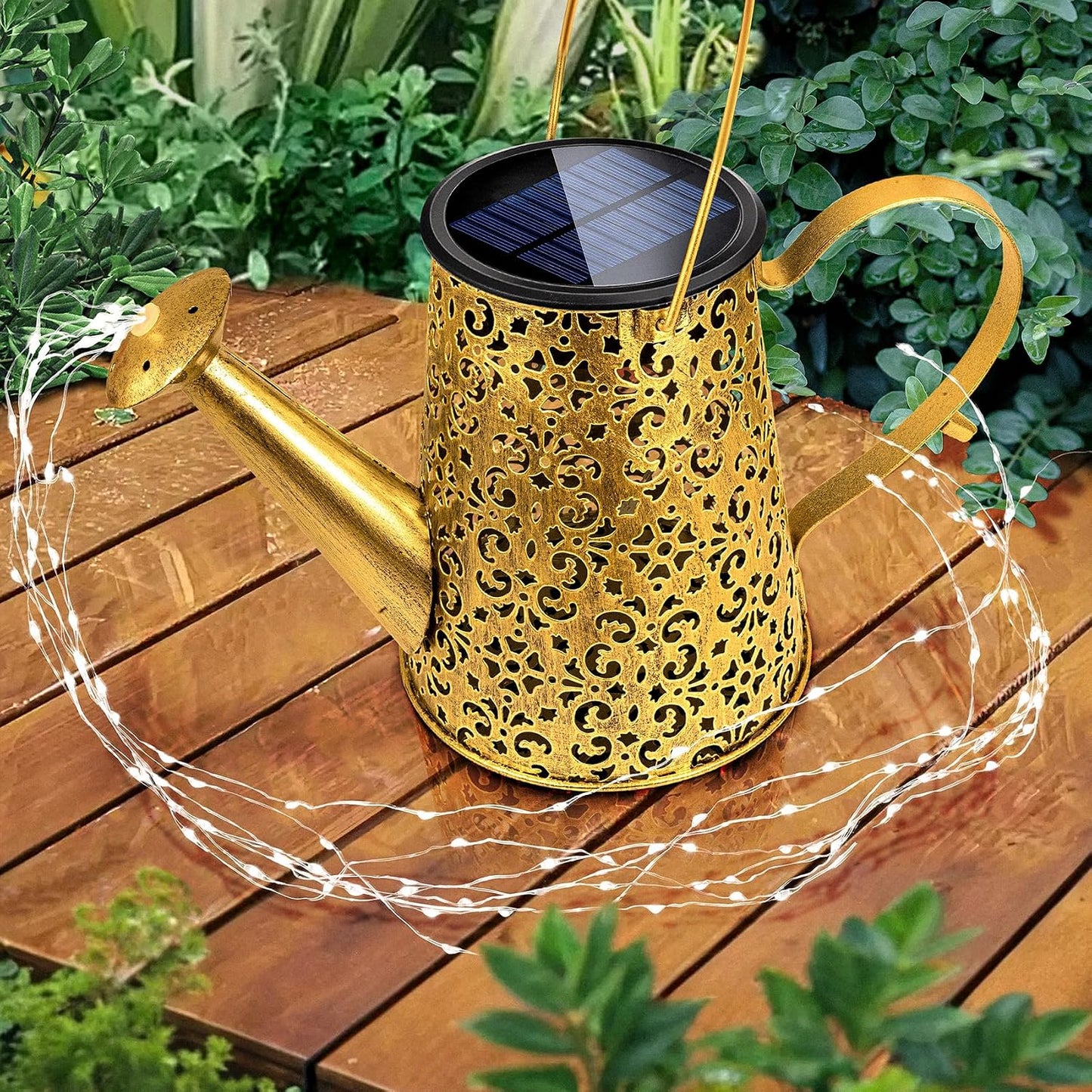 Solar Watering Can Lights: Metal Cloud Lantern Outdoor with Hook - Waterproof Garden Art Hanging Decoration for Yard Patio Lawn - Christmas Birthday Gifts for Women Mom Grandma