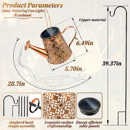 Solar Watering Can Lights: Metal Cloud Lantern Outdoor with Hook - Waterproof Garden Art Hanging Decoration for Yard Patio Lawn - Christmas Birthday Gifts for Women Mom Grandma