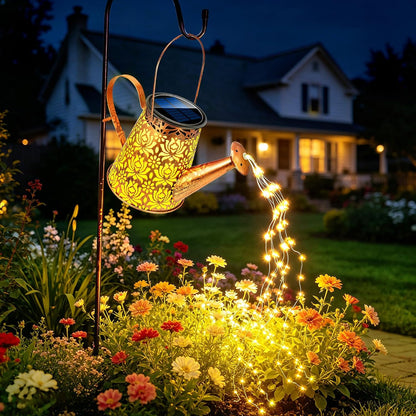 Solar Watering Can Lights: Metal Cloud Lantern Outdoor with Hook - Waterproof Garden Art Hanging Decoration for Yard Patio Lawn - Christmas Birthday Gifts for Women Mom Grandma