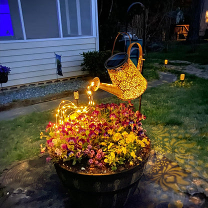 Solar Watering Can Lights: Metal Cloud Lantern Outdoor with Hook - Waterproof Garden Art Hanging Decoration for Yard Patio Lawn - Christmas Birthday Gifts for Women Mom Grandma