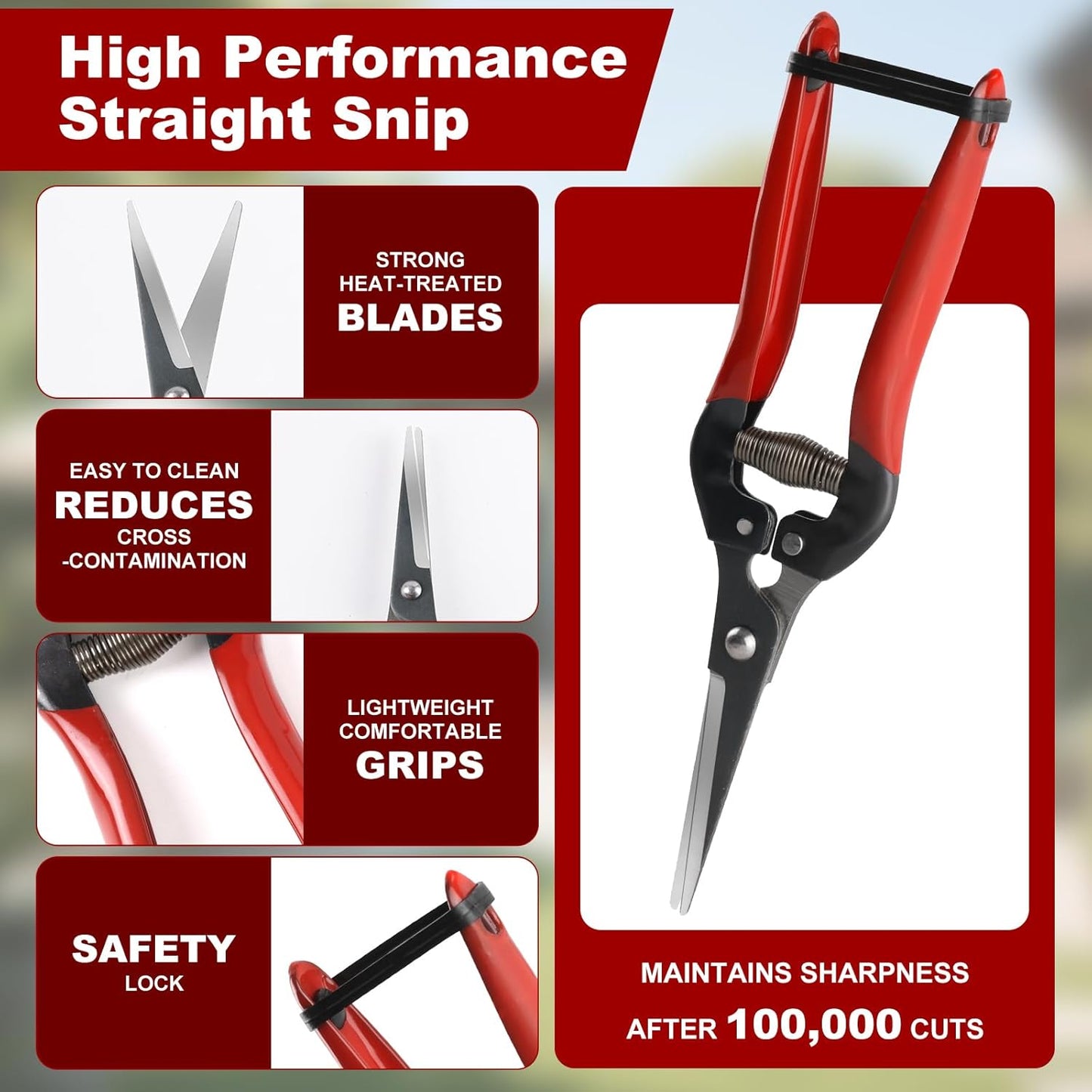 2 Piece Garden Shears Set: Heavy Duty Pruning Shears with Japanese SK5 Steel Blade & Long Straight Garden Snip,Complete Pruning Shears for Gardening, Tree Trimming, Flower & Herb Cutting