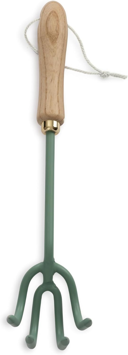 Cultivator - Weed Remover Tool - Garden Rake and Weeding Tool for Yard Work - Stainless Steel Cultivator for Raking Soil (Ash/Mint)