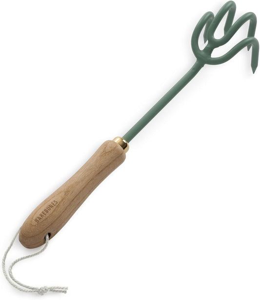 Cultivator - Weed Remover Tool - Garden Rake and Weeding Tool for Yard Work - Stainless Steel Cultivator for Raking Soil (Ash/Mint)