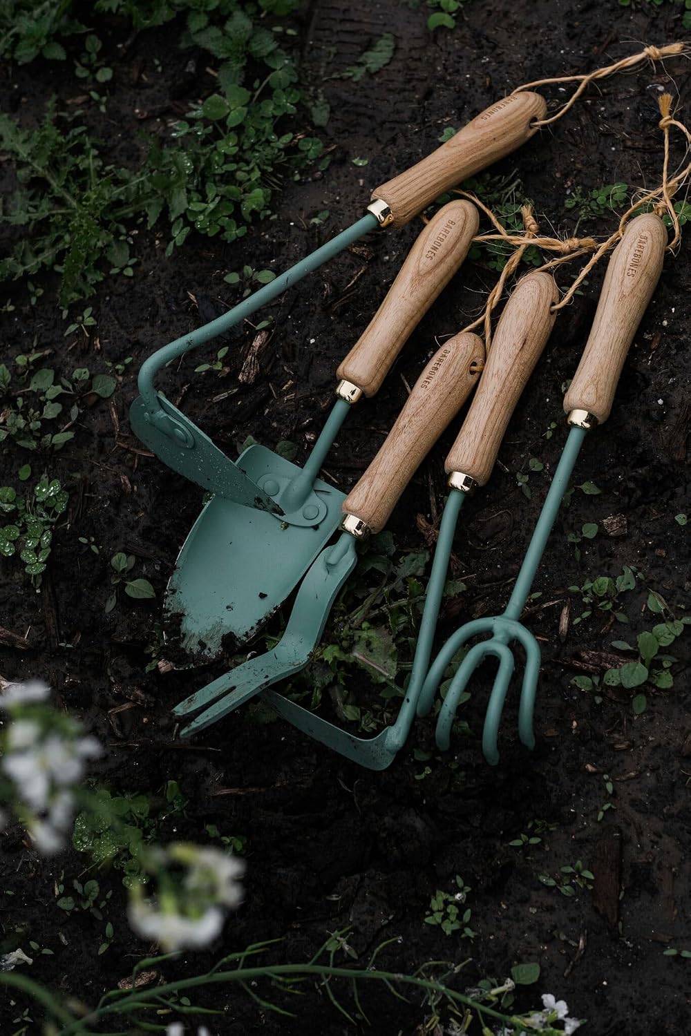 Cultivator - Weed Remover Tool - Garden Rake and Weeding Tool for Yard Work - Stainless Steel Cultivator for Raking Soil (Ash/Mint)