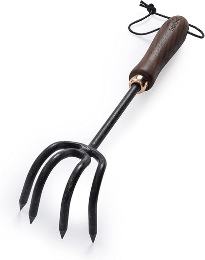 Cultivator - Weed Remover Tool - Garden Rake and Weeding Tool for Yard Work - Stainless Steel Cultivator for Raking Soil (Ash/Mint)