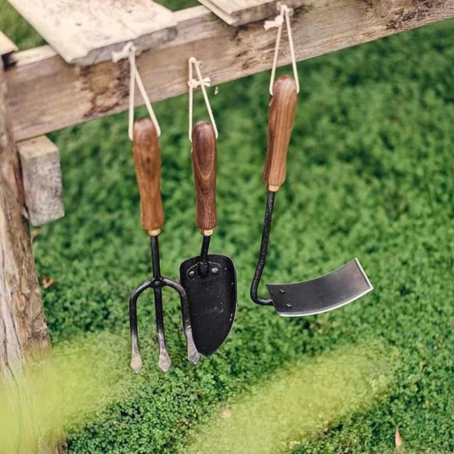 Cultivator - Weed Remover Tool - Garden Rake and Weeding Tool for Yard Work - Stainless Steel Cultivator for Raking Soil (Ash/Mint)