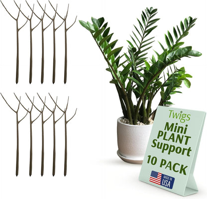 Twigs GA Mini Plant Support Stakes, Peony Light Green, 10-Pack, 12" L