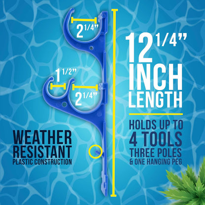 Pool Pole Hanger - 2 Plastic Pool Hooks for Poles, Holder
