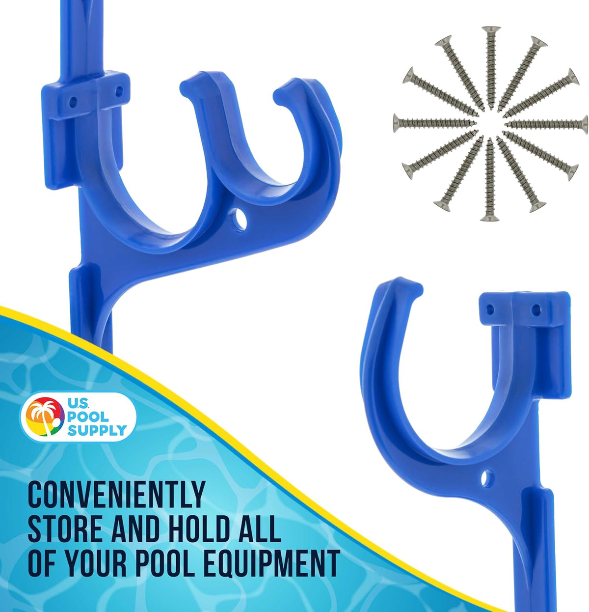 Pool Pole Hanger - 2 Plastic Pool Hooks for Poles, Holder