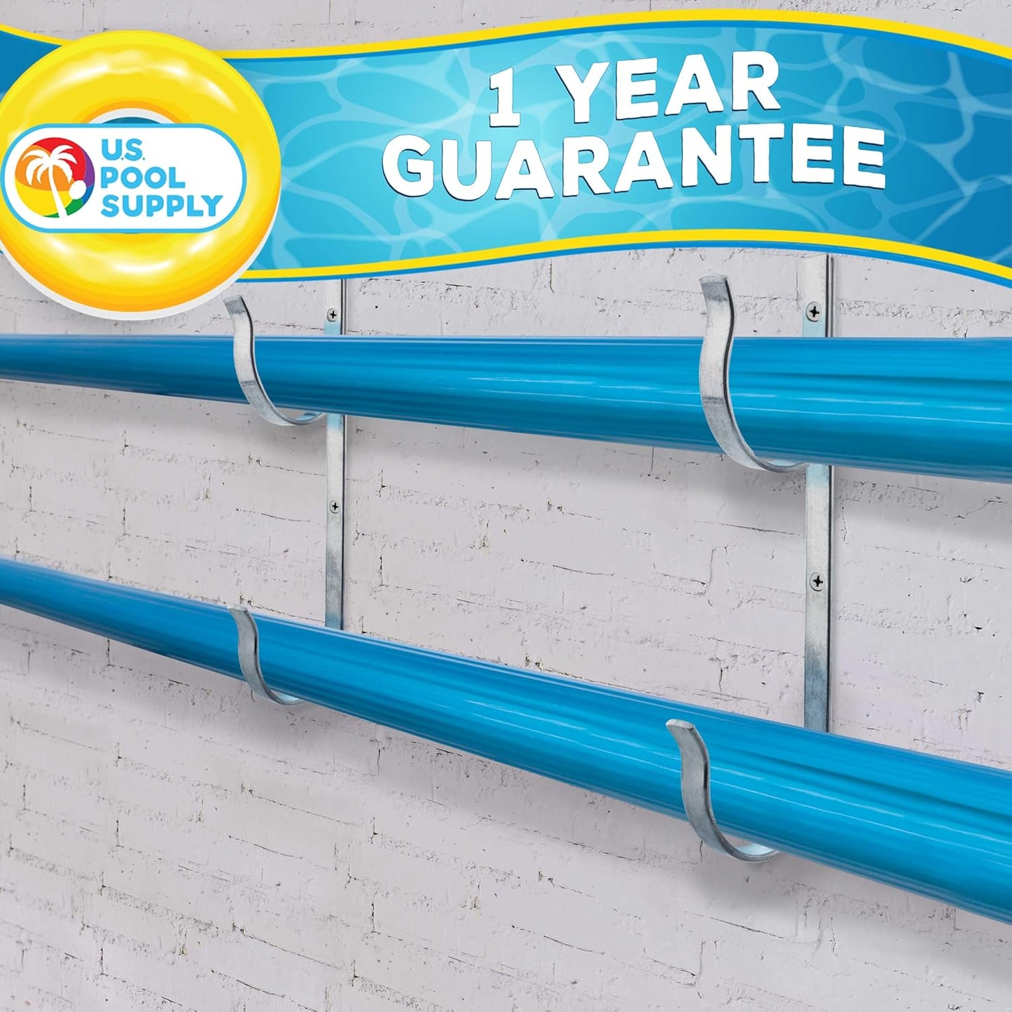 Pool Pole Hanger - 2 Plastic Pool Hooks for Poles, Holder